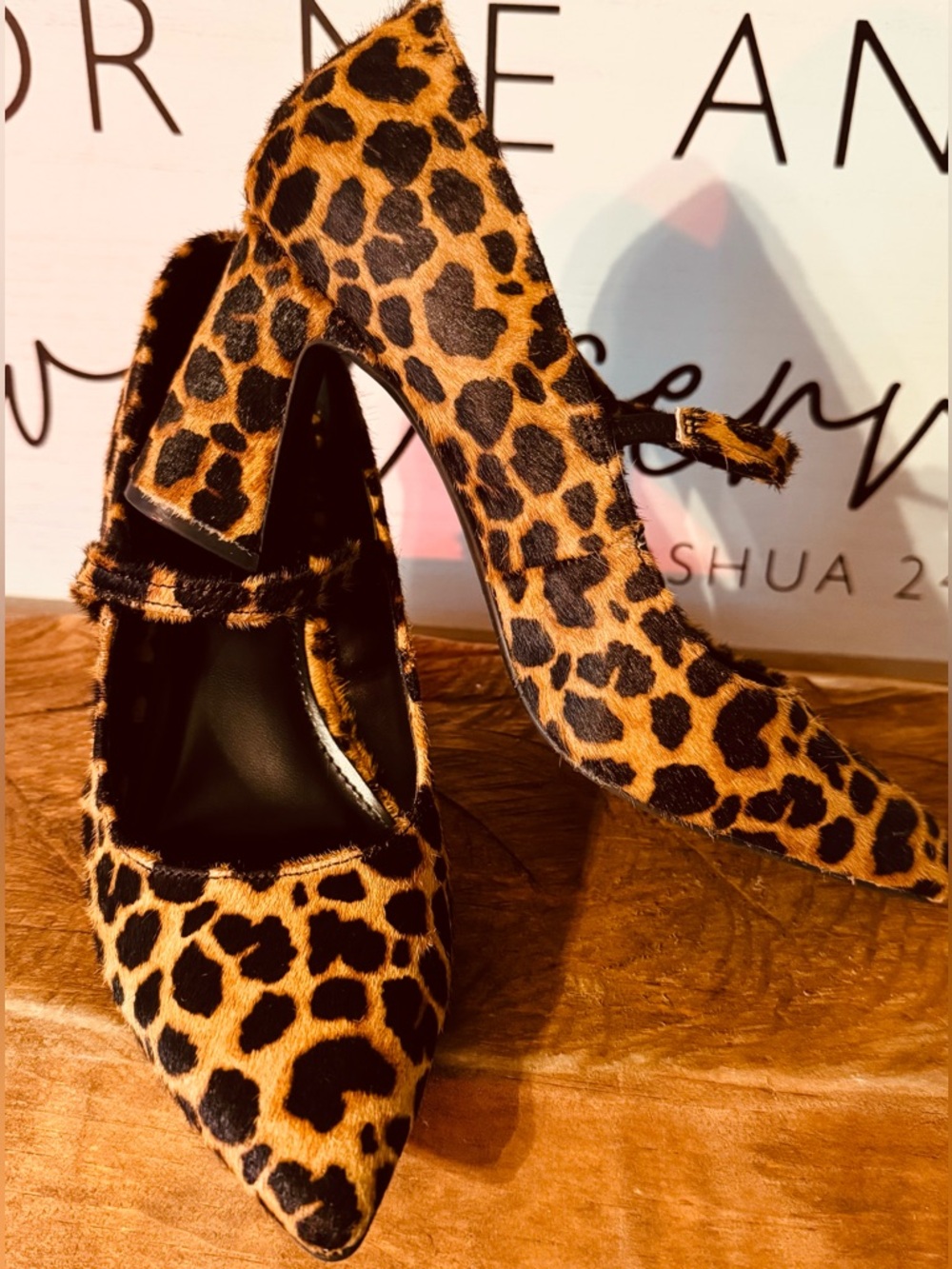 crown & ivy Leopard Print Pointed Mary Jane Pumps - Brown/Black